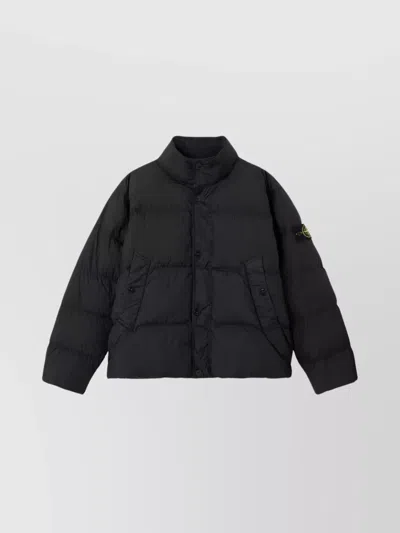 Stone Island Crinkle Reps Ny Puffer Jacket With High Collar In Blue