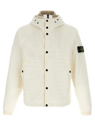 Stone Island Crinkle Reps Ny Quilted-tc Jacket In White