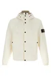 Stone Island Hooded Quilted Jacket Side Pockets In Sand