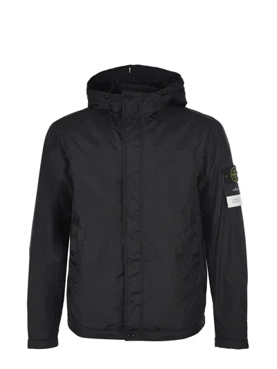 Stone Island "crinkle Reps R-ny" Jacket In Nero