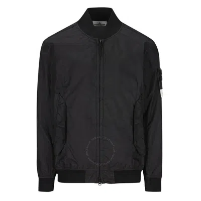 Stone Island Crinkled Bomber Jacket In Black