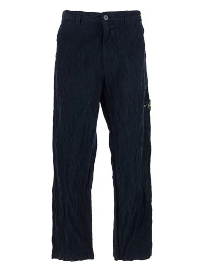 STONE ISLAND STONE ISLAND CRINKLED EFFECT CORDUROY TROUSERS CLOTHING