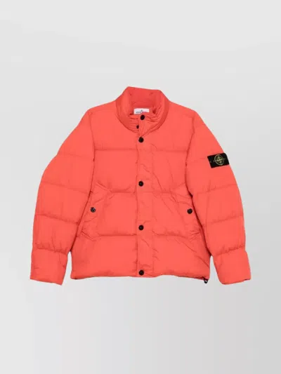 STONE ISLAND CRINKLED EFFECT DOWN JACKET WITH HIGH COLLAR