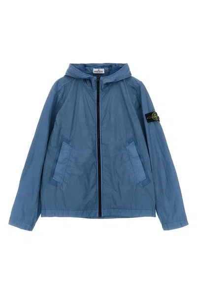 Stone Island Crinkled Effect Nylon Jacket In Blue