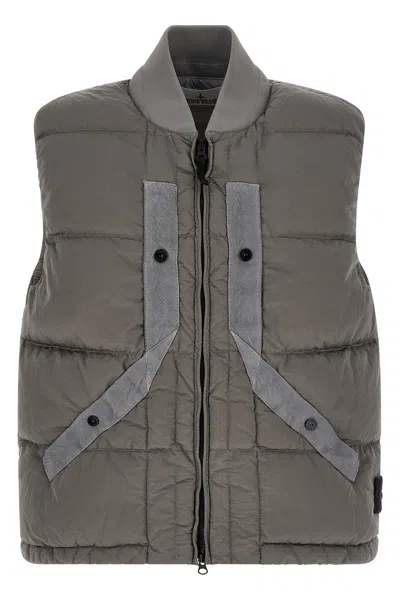 Stone Island Crinkled Effect Vest In Gray