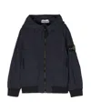 Stone Island Crinkled-finish Hooded Jacket In Blue