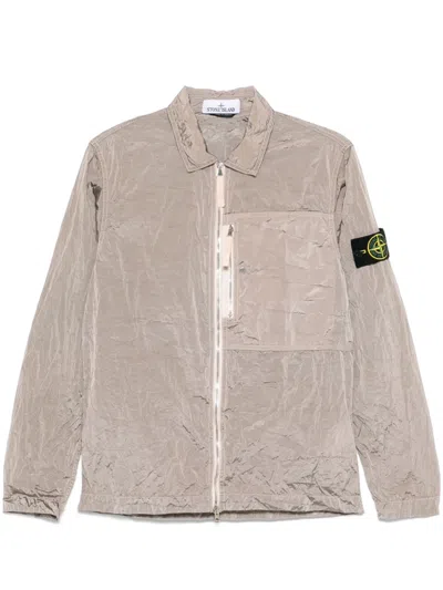 Stone Island Crinkled Jacket In Pink