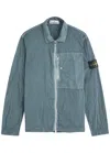 Stone Island Crinkled Shell Overshirt Jacket In Green