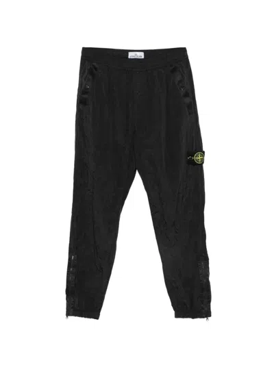 Stone Island Crinkled Sweatpants With Logo Patch In Multi