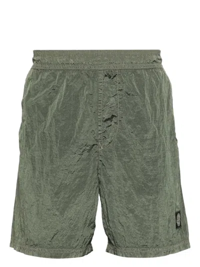 Stone Island Compass-patch Swim Shorts In Green