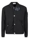 Stone Island Cropped Black Jacket With Classic Collar In Blue