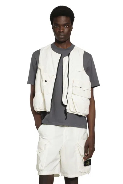 Stone Island Cropped Utility Vest In White