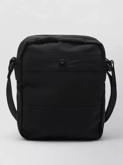 Stone Island Crossbody Bag Adjustable Strap Front Zip Pocket In Black