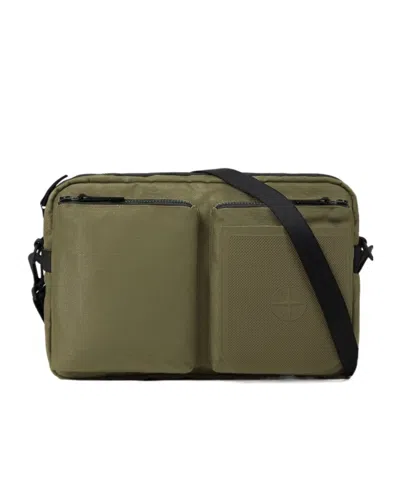 Stone Island Crossbody Bag With Pockets And Adjustable Strap In Green