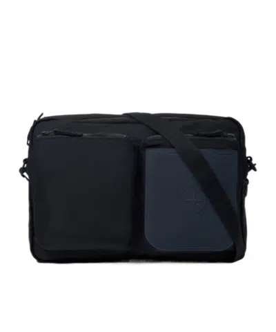 Stone Island Crossbody Bag With Pockets And Adjustable Strap In Navy Blue