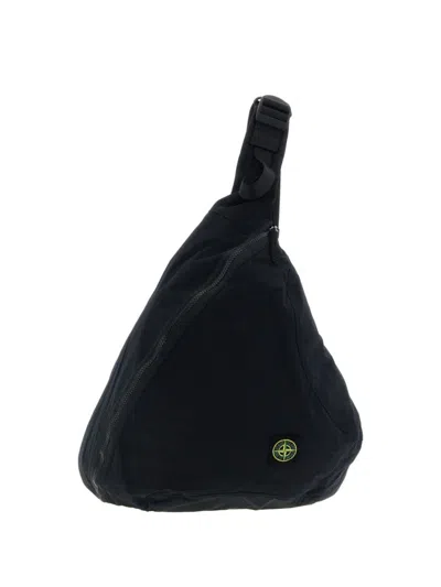 Stone Island Crumpled One-shoulder Backpack In Black