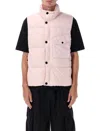 Stone Island Quilted High Collar Sleeveless Vest In Pink
