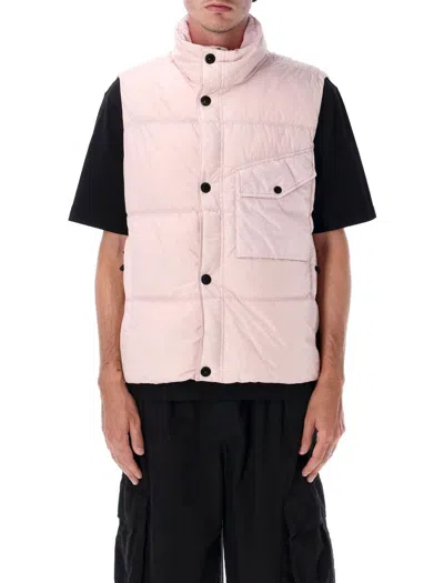 Stone Island Down Vest With Wind Resistance And Zip Pockets In Pink