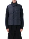 Stone Island Crynkle Reps Nylon Down Vest In Blue