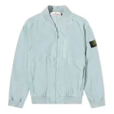 Stone Island Cupro Cotton Twill Bomber Jacket 'sky Blue'