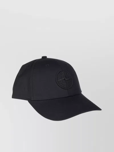 Stone Island Curved Brim Hat With Modern Style In Black