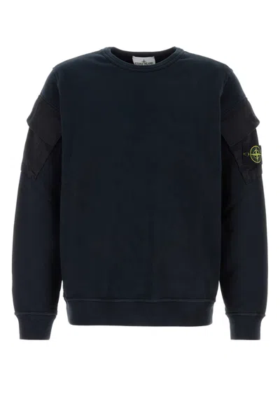Stone Island Dark Blue Cotton Sweatshirt