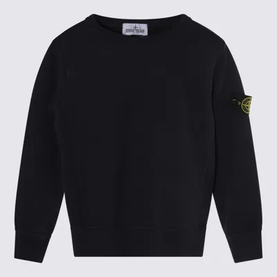 Stone Island Kids' Dark Blue Cotton Sweatshirt In Black