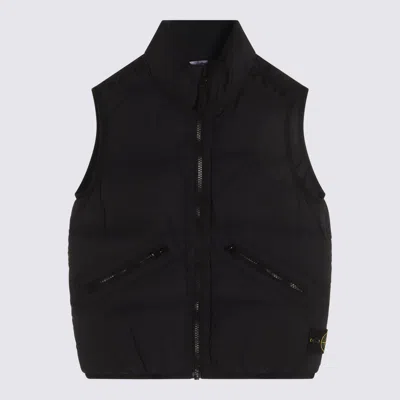 Stone Island Kids' Dark Blue Down Jacket In Black