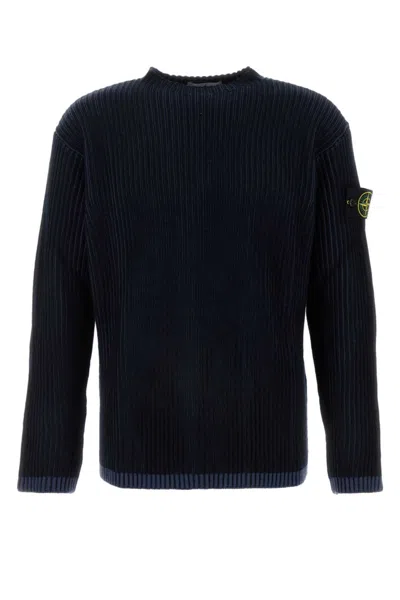 STONE ISLAND DARK BLUE LOGO PATCH SWEATER