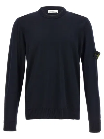 STONE ISLAND DARK BLUE LOGO PATCH SWEATER