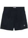 Stone Island Compass-badge Crinkled Shorts In Blue