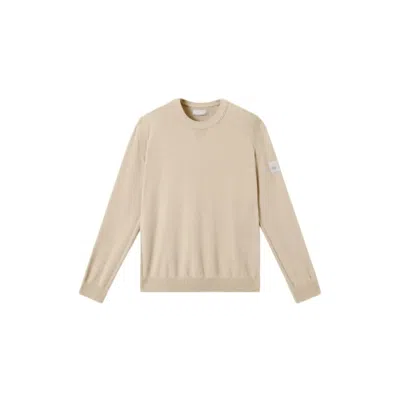 Stone Island Dark Brown Sleeve Logo Patch Sweater In Beige