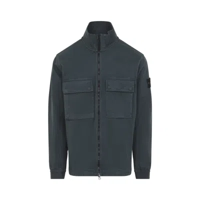 Stone Island Dark Green Cotton Shirt Jacket In Gray