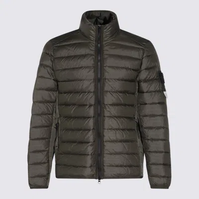 Stone Island Dark Green Down Jacket In Army Green