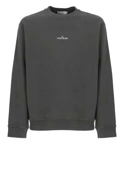 STONE ISLAND DARK GREY COTTON SWEATSHIRT