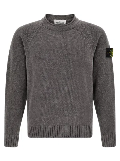 Stone Island Dark Grey Knitted Sweater In Multi