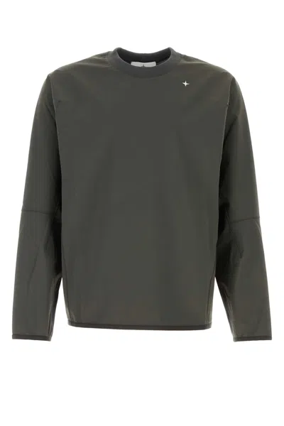 STONE ISLAND DARK GREY STRETCH NYLON SWEATSHIRT