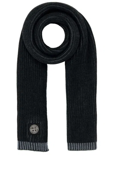 STONE ISLAND DARK GREY WOOL SCARF