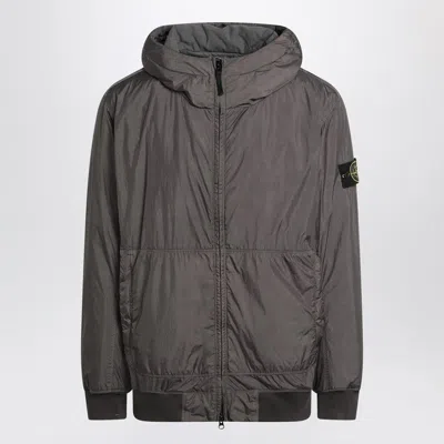 Stone Island Dark Grey Zip-up Nylon Jacket Men In Gray