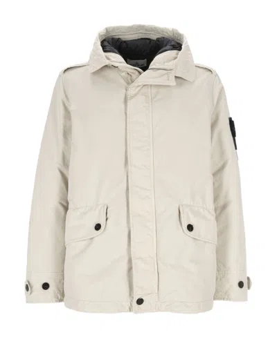 Stone Island David Tc Compass Logo-patch Jacket In White
