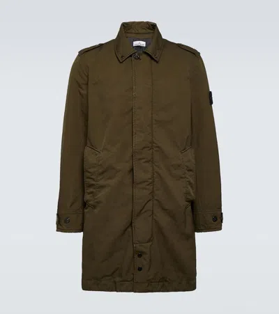 Stone Island David-tc Twill Coat In Green