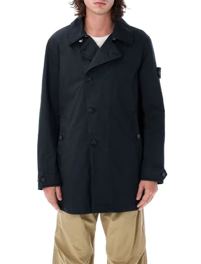 Stone Island David-tc Trench Coat In Navy
