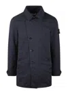 Stone Island Short Trench Coat With Anti-drip Treatment In Blue