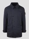 Stone Island Men Short Trench Coat With Anti-drip Treatment In Dark Blue