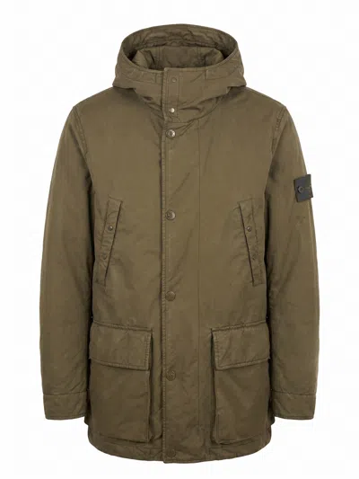 Stone Island David-tc Short Parka S. I. Ghost In Green