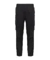 Stone Island Black Slim Cargo Pants With Elasticated Waist And Logo Patch In Stretch Cotton Man In Black