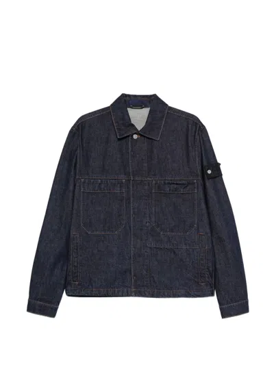 Stone Island Denim Cotton Jacket In Purple