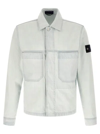 Stone Island Denim Jacket Puffer Jackets Light Blue In Gray