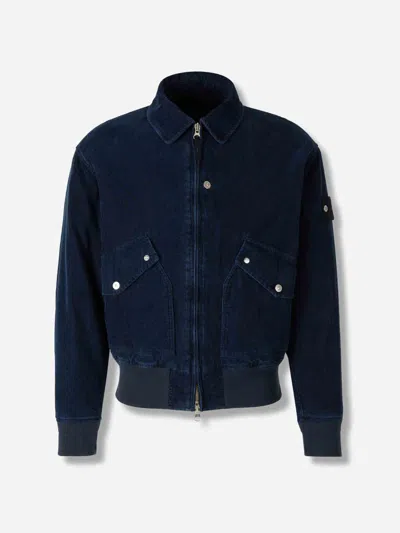 Stone Island Denim Long Coat By In Blue