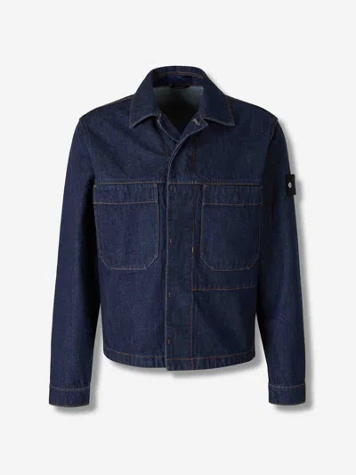 Stone Island Denim Long Coat By In Blue